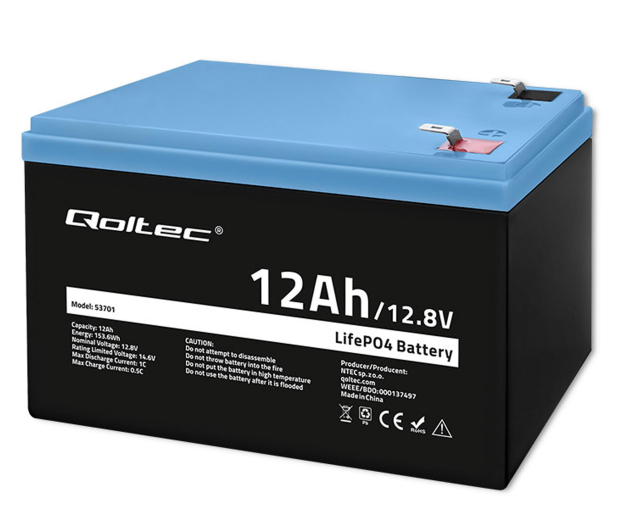 Qoltec Akumulator LiFePO4 12.8V/12Ah /153.6Wh - 1324557 - zdjęcie 4